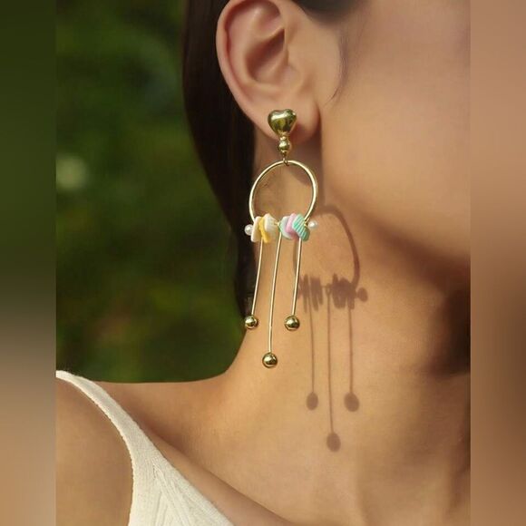 Boho stone dangle earrings M733 - Picture 1 of 4
